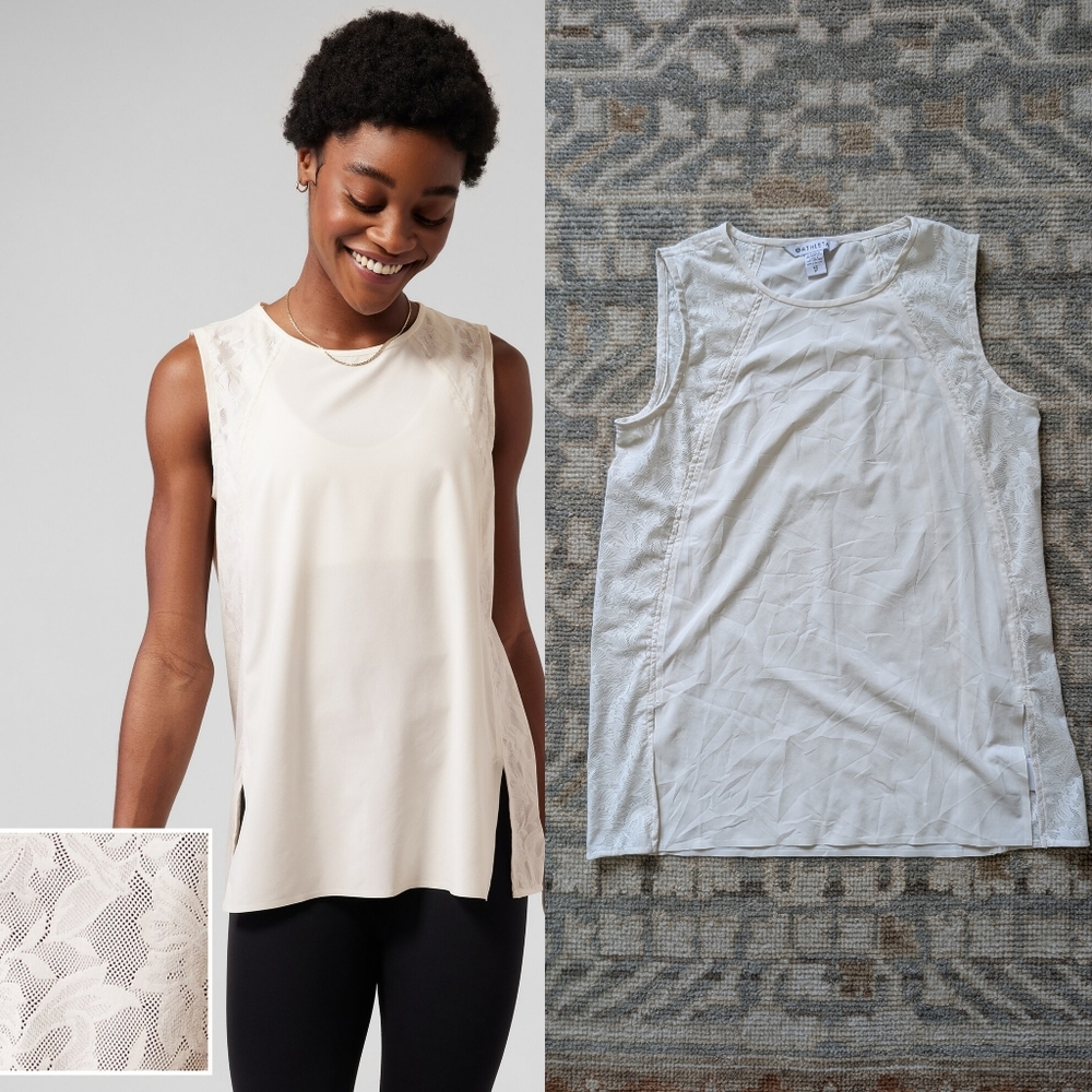 Athleta White Lace Zephyr Sleeveless Tank Top
